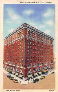 Hotel Savery Des Moines Iowa 1940s linen postcard