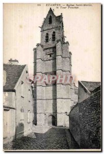 Old Postcard EtampesEglise St. Martin Tower Penchee