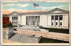 1924 Courthouse And Statue Worcester Massachusetts MA Law Office Posted Postcard