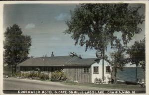 Onamia MN Edgewater Motel & Caf‚ Tinted Real Photo Postcard