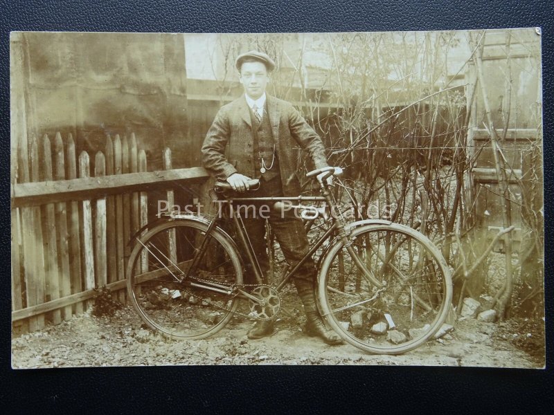 Birmingham Handsworth Area YOUNG MAN PROUDLY SHOWS HIS BICYCLE - Old RP Postcard 