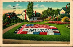 Flag Garden Roger Williams Park Providence RI Linen Postcard A4