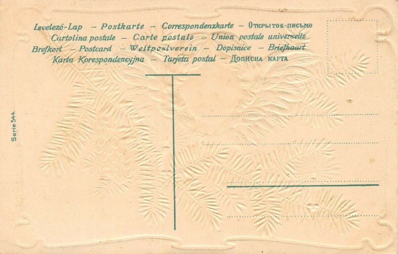 LP27 Angel  Christmas Postcard pine cones