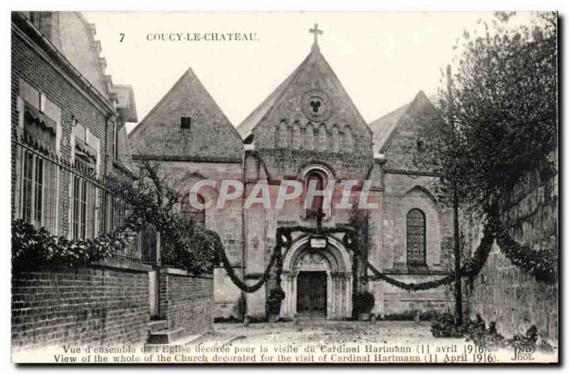 Couchy Chateau - View of & # & # 39ensemble of 39Eglise decorated for the vis...