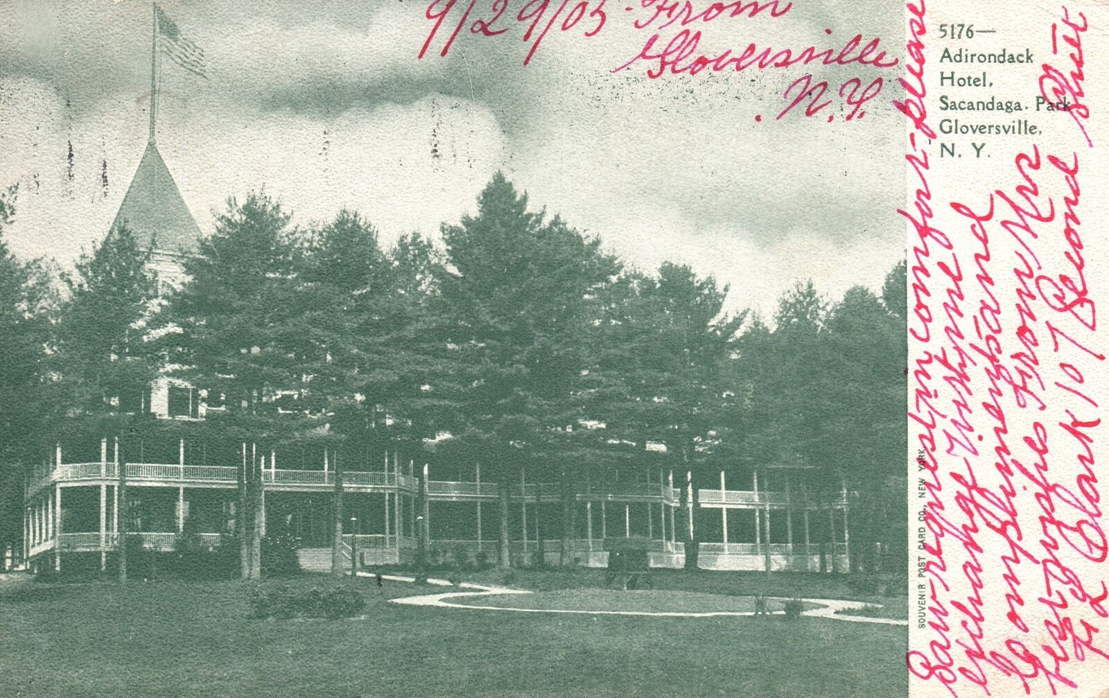 Vintage Postcard 1900's Adirondack Hotel Sacandaga Park Gloversville NY United States New