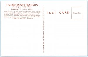 c1940s Philadelphia, PA Benjamin Franklin Hotel Advertising Postcard Photo A61