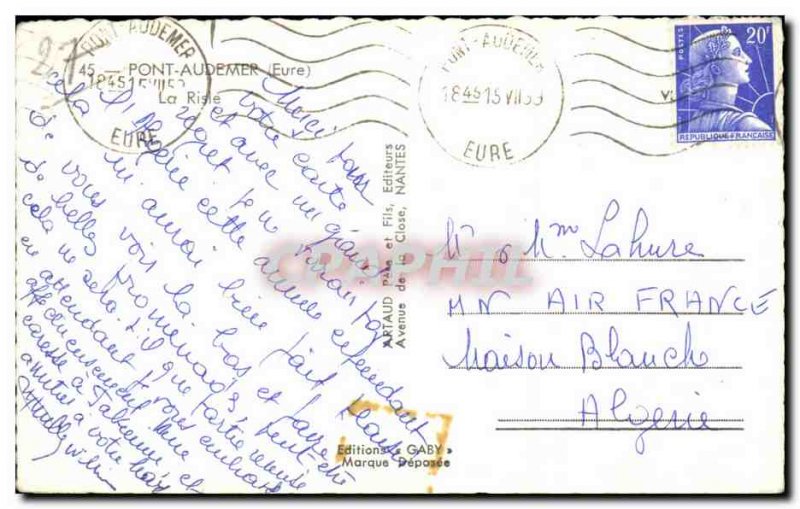 Old Postcard The Pont Audemer Risle