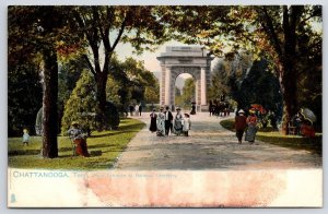 Main Entrance To National Cemetery Chattanooga Tennessee TN Tree Shade Postcard