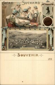 Swiss Cocoa Cacao Suchard Women Crafts Appenzell Switzerland 1890s Postcard