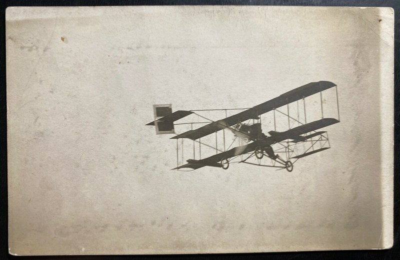 Mint USA RPPC Real Picture Postcard Early Aviation Biplane In Flight