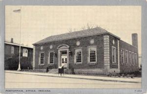Attica Indiana Post Office Street View Antique Postcard K49285