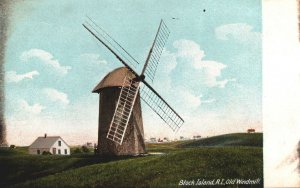 VINTAGE POSTCARD OLD WINDMILL AT BLOCK ISLAND RHODE ISLAND UNDIVIDED BACK 1902-7