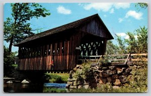 Andover New Hampshire~Covered Bridge Over Blackwater River~Real Photo Postcard
