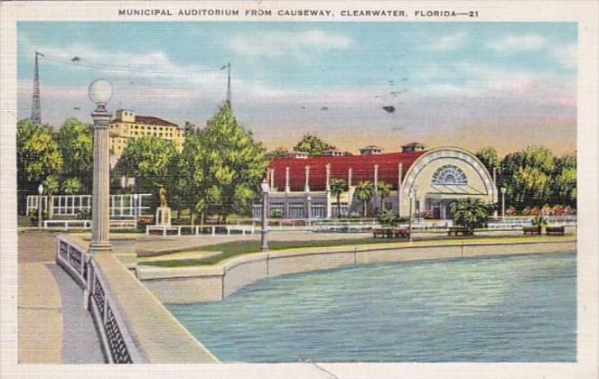 Florida Clearwater Municipal Auditorium From Causeway 1940