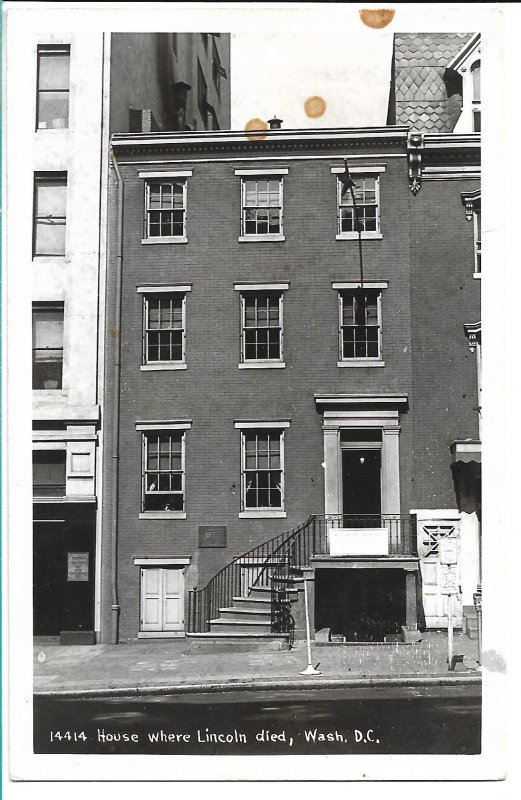 Washington, DC - House Where Lincoln Died - RPPC - Kodak