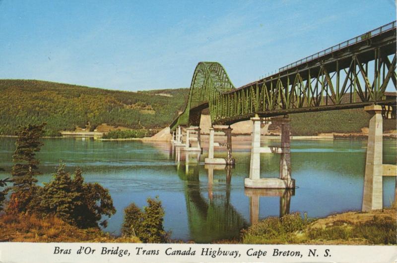 Bras d'Or Bridge Trans Canada Highway Cape Breton Nova Scotia NS Postcard D9