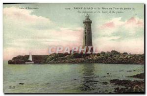 Old Postcard Lighthouse Tower or the garden Saint Malo