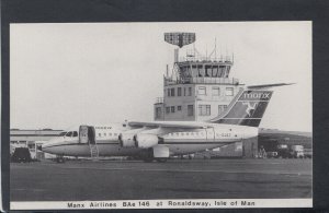 Isle of Man Postcard - Manx Airlines BAe 146 at Ronaldsway Airport   RS18631