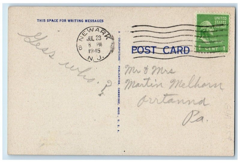 1945 Bottoms Up Fat Man Woman Champagne Newark New Jersey NJ Vintage Postcard
