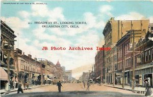 OK, Oklahoma City, Oklahoma, Broadway Street, Looking North,Stores,Teich No 3612