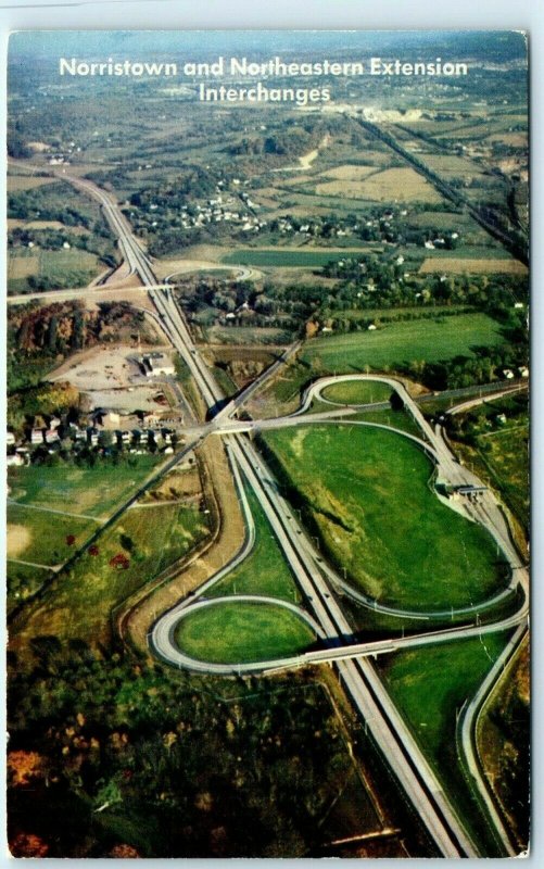 c1950s Pennsylvania Turnpike Bird's Eye Norristown Interchange Toll Highway A39