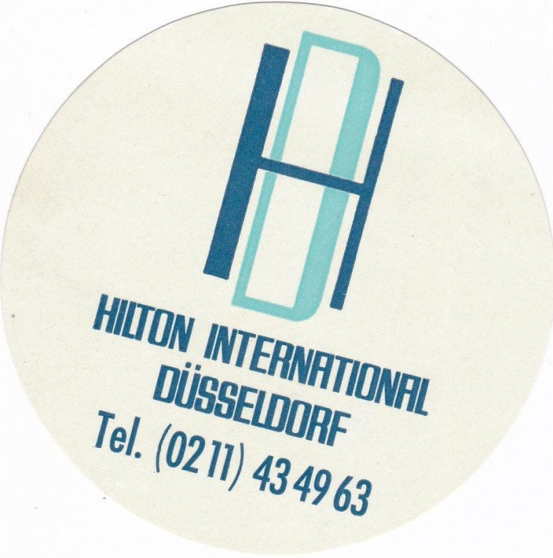 Germany Duesseldorf Hilton International Hotel Vintage Luggage Labe sk3738