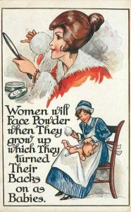 C-1910 Women Face Butt Powder Comic Humor #4363 Postcard 22-5229