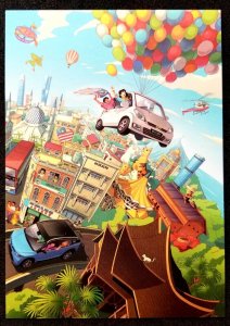 [AG] P142 Malaysia Tourism Fly High Car Balloon Kite City Cartoon (postcard *New