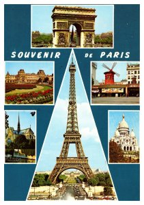 Postcard  France Paris multiview postcard with Eiffel Tower