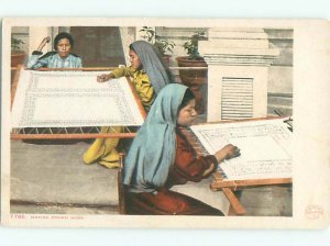 Pre-1907 NATIVE AMERICAN INDIAN WOMEN MAKING DRAWN WORK AC4237