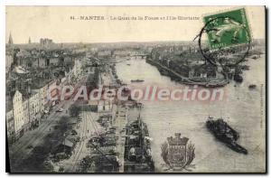 Postcard Old Nantes Quai de la Fosse and Ile Gloriette