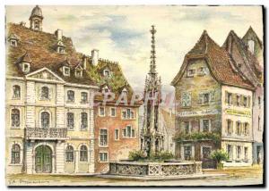 Modern Postcard Altkirch L & # 39Hotel Town And The Old Fountain