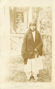 1922 RPPC Young Woman of Taos Pueblo with Cropped Hair, Native Americana NM