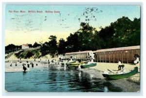 1911 Bliffin's Beach Bathing Scene Fall River Massachusetts MA Posted Postcard