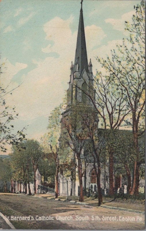 Postcard St Bernard's Catholic Church South 5th St Easton PA