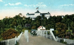 C1915 Hotel Ausable Chasm bridge Entrance New York Vintage Postcard P94 