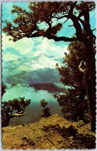 Colorado CO, Clouds Around Pikes Peak, Rampart Range Road, Pikes Peak, Postcard