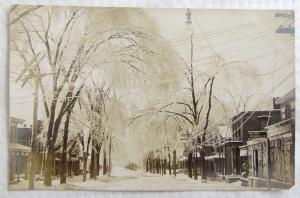 ANTIQUE RPPC REAL PHOTO POSTCARD STREET SCENE w/ MOTOR GASOLINE STORE SIGN