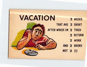 Postcard Smoking Man Vacation Dilemma Humor Card