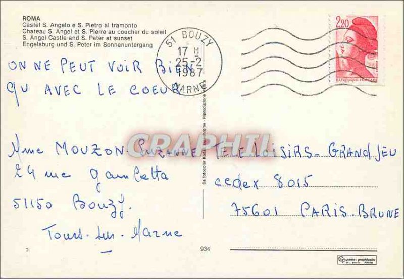 'Postcard Modern Roma Chateau Angel S and S Peter''s couher sun'