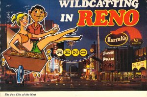 The Fun City of the West,  Reno, Casinos, Nevada, Cont. Size, Old Postcard