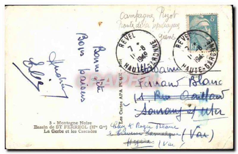 Postcard Old Black Mountain Basin St Ferreol Haute Gne the sheaf and waterfalls