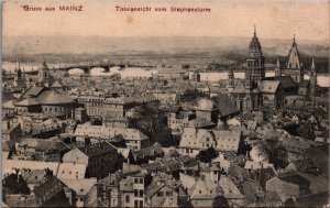 Germany Gruss aus Mainz Totalansicht vom Stephansturm Vintage Postcard 09.98