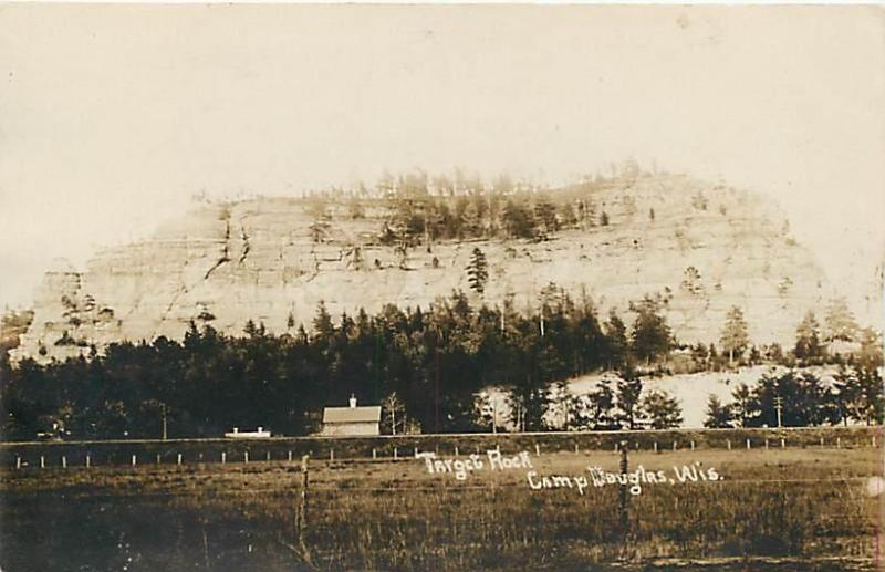 RPPC  CAMP DOUGLAS, Wisconsin  WI   TARGET ROCK   Real Photo  Postcard