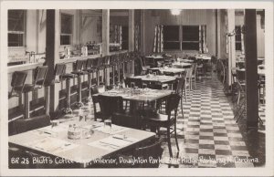 RPPC Postcard Bluff's Coffee Shop Interior Doughton Park Blue Ride Parkway NC