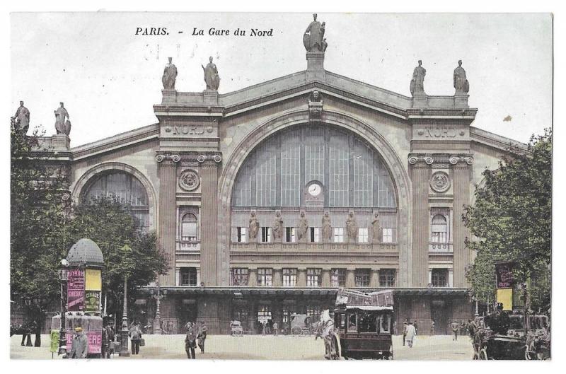 Paris France Gare du Nord Railway Train Station RR Postcard