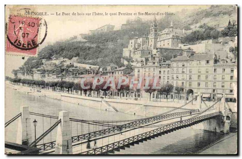 Grenoble Old Postcard The wooden bridge on the & # 39Isere Perriere dock and ...