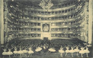 Scala theatre Milan Italy ballerinas stage vintage postcard