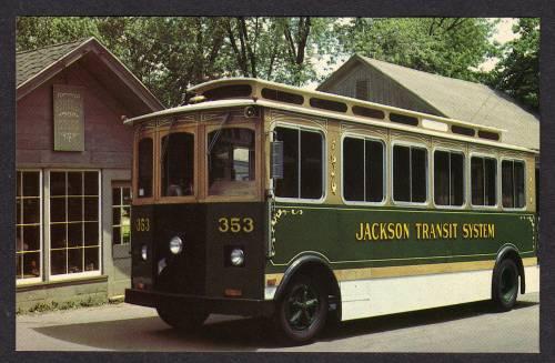 MI Jackson Trolley Car Transit System MICHIGAN POSTCARD PC