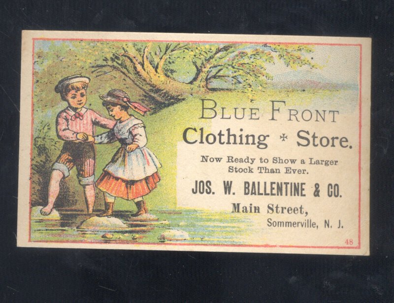 SOMMERVILLE NEW JERSEY NJ BLUE FRONT CLOTHING STORE VINTAGE ADVERTISING CARD